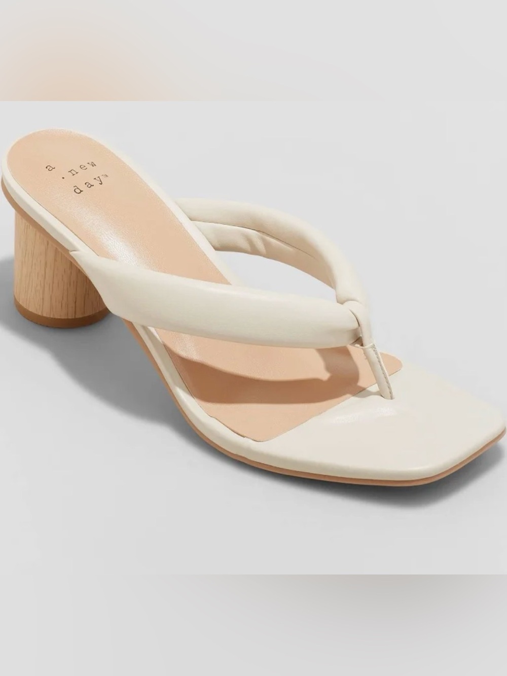 a new day Cream Padded Thong Block Heel Sandals